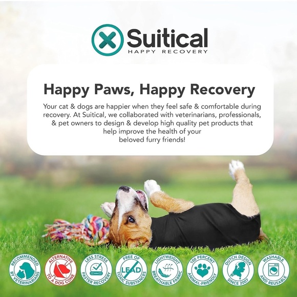 Suitical Recovery Suit Dog, Small Plus, Black - Picture 7 of 12